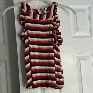 Striped Sleeveless Top - Red, White, and Navy